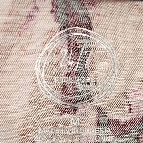 Maurices Womens Blouse size L Shirt Floral Top Short Sleeve - Picture 7 of 8